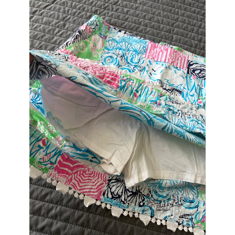 Lilly Pulitzer Patchwork Lace Trim Skort Size 8 Multicolor Coastal Print Mini - Picture 5 of 9